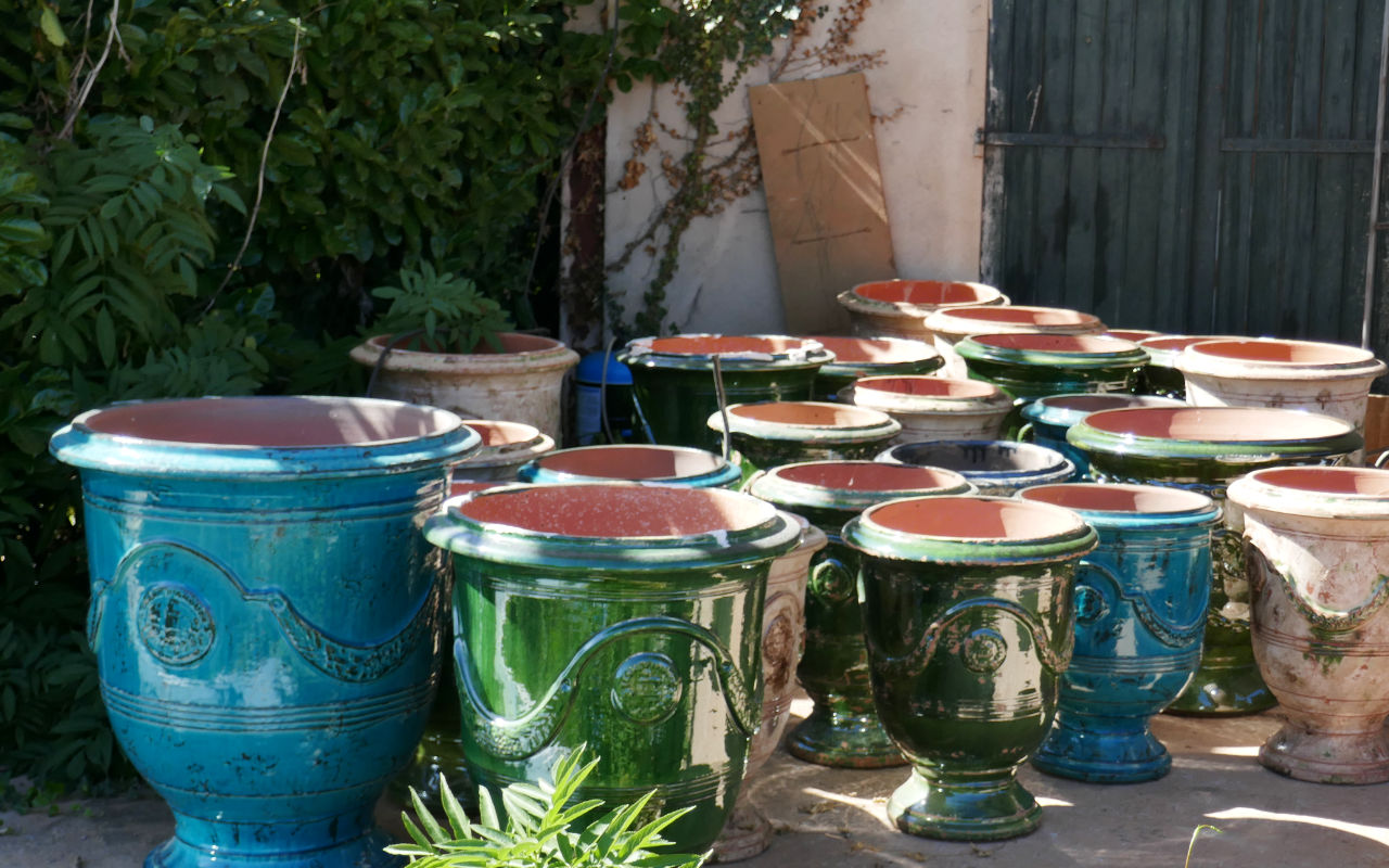 Pots d'Anduze en terre cuite vernissée