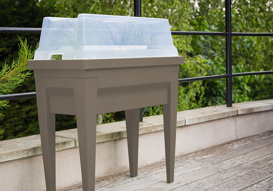 Veg&table City jardinière sur pied plastique avec serre